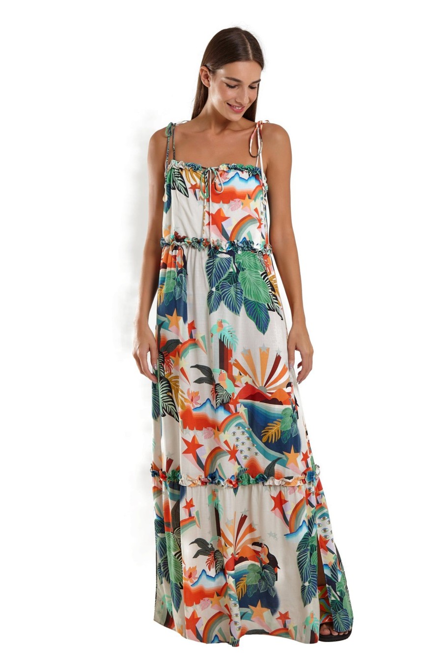 Mulher Blueman Vestidos De Praia | Vestido Longo Olivia Tropical Mess