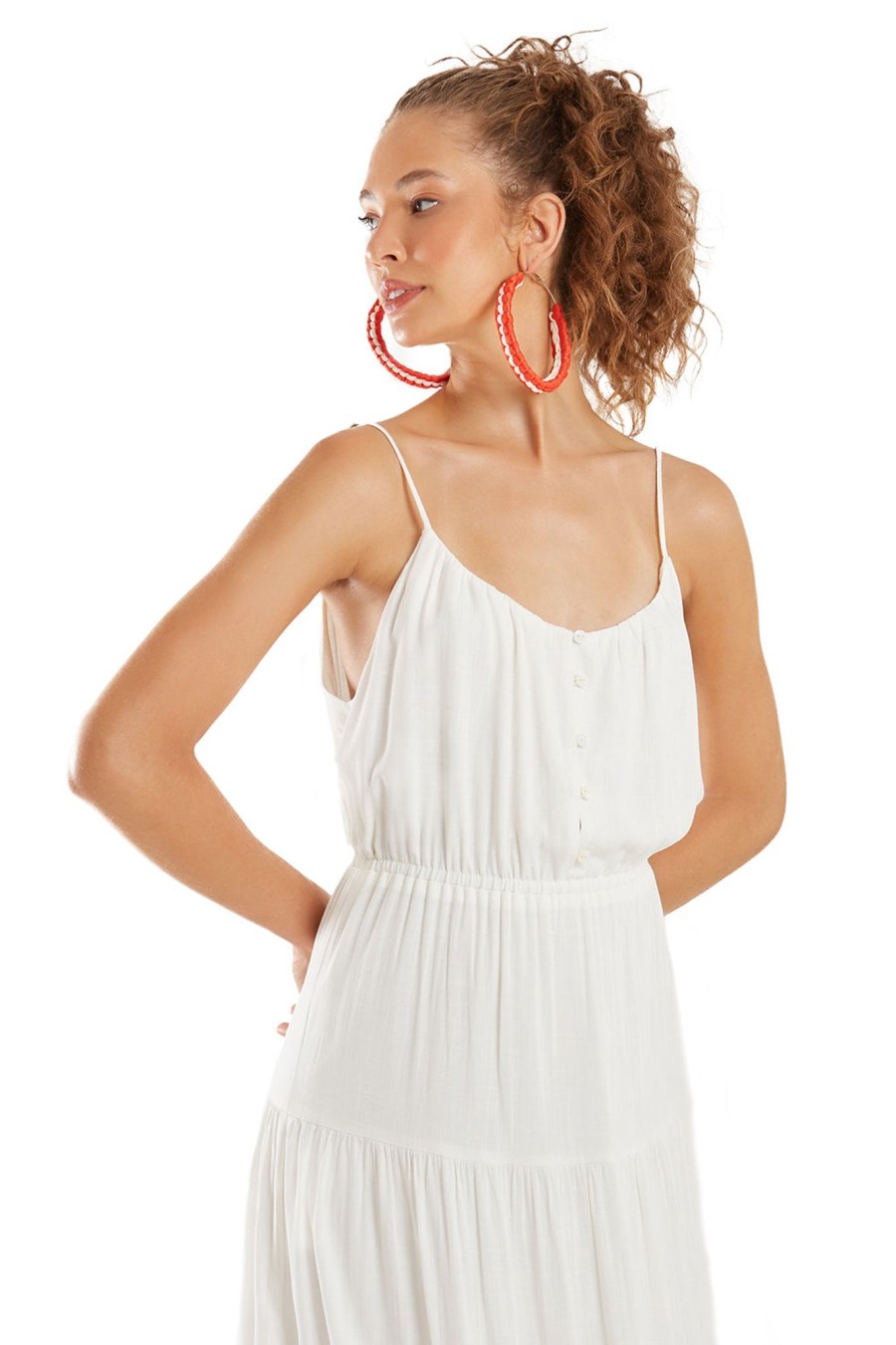 Mulher Blueman Vestidos De Praia | Vestido Concha Off White