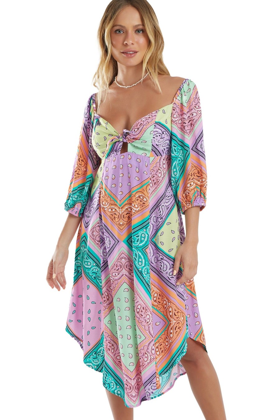 Mulher Blueman Vestidos De Praia | Bahamas Bandana Midi Dress